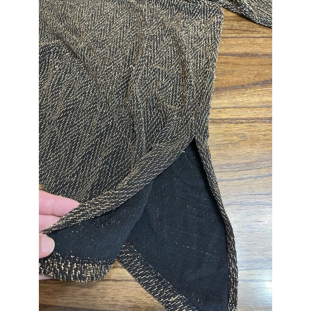 Catherines Black And Gold Sparkly Top Blouse Size 5x Flowy 3/4 Sleeve - Picture 8 of 13